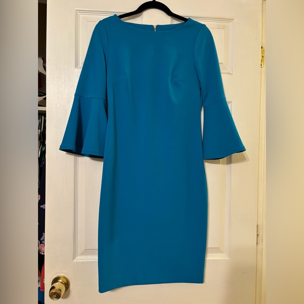 Calvin Klein deep turquoise dress